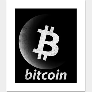 Vintage Bitcoin BTC Coin To The Moon Crypto Token Cryptocurrency Blockchain Wallet Birthday Gift For Men Women Kids Posters and Art